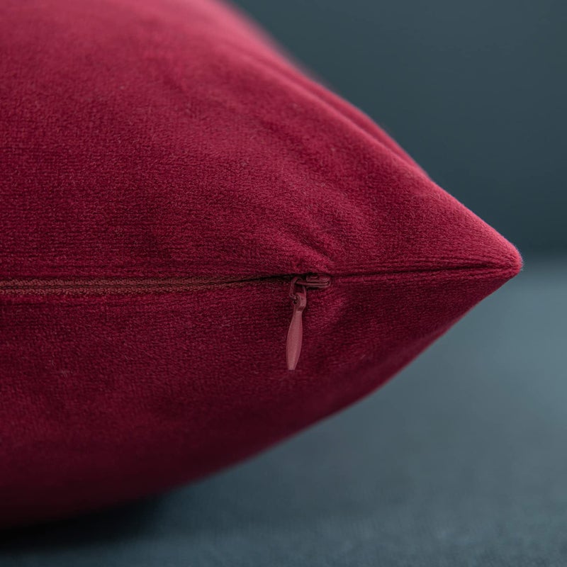 DEZENE Lumbar Pillow Covers 12x20 Burgundy: Pack of 2 Cozy Soft Velvet Rectangular Modern Luxury Decorative Throw Pillow Cases for Christmas Sofa Couch Living Room Bed Home Decor - Image 2